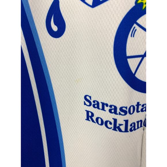 Louis Garneau Cycling Jersey Mens Sz L White Blue Short Sleeve Full Zip Branded - Picture 5 of 6